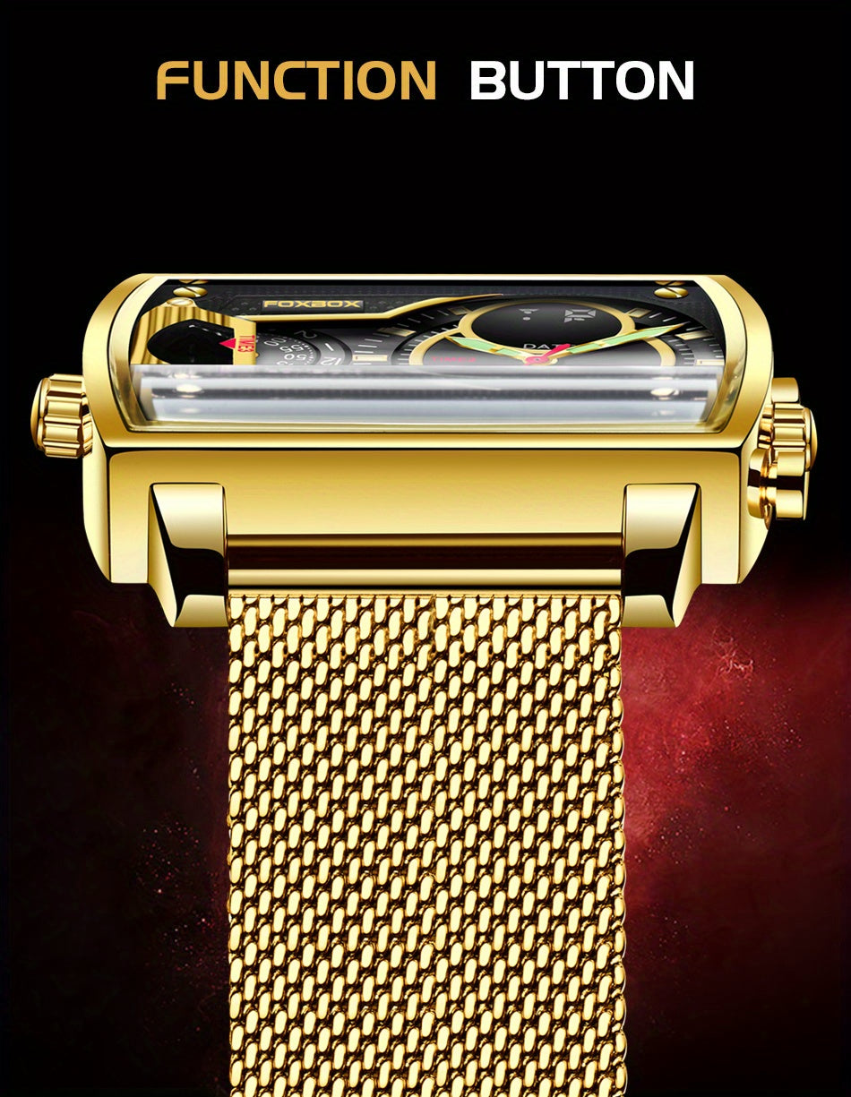 LIGE Men Watch FOXBOX Fashion Square Watch Sports Double Display Watch, Ideal Choice For Gifts