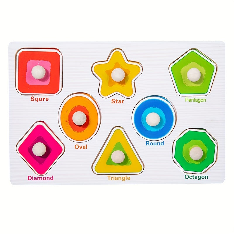 Wooden Embedded Hand Scratching Board, Early Education Animal Cognitive Puzzle, Transportation Tool, Cartoon Toddler Baby Educational Toys Christmas Halloween Thanksgiving gifts