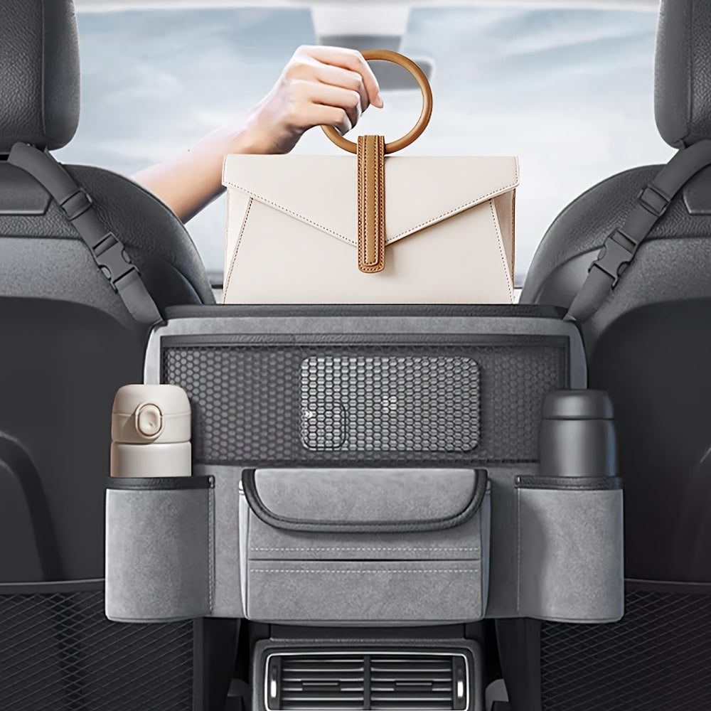 Car Handbag Holder Between Seats Suede Large Capacity Car Purse Holder Automotive Consoles & Organizers For Document Phone Storage Car Organizer