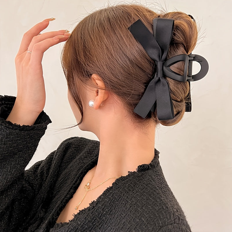 1pc Large Black Bow Hair Claw Clip for Women & s - Elegant Minimalist Hair Accessories with Secure Hold for Ponytails, Buns, Braids -
