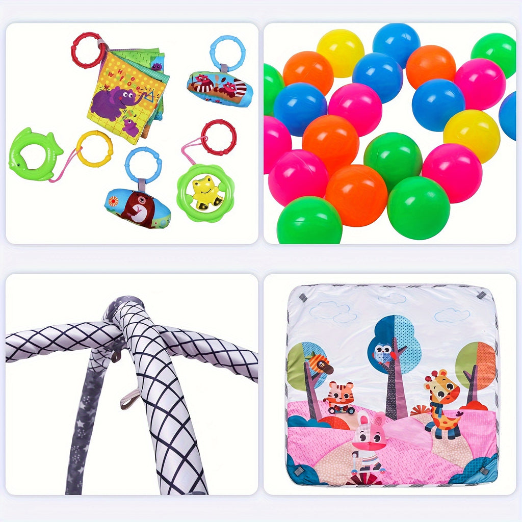 18 pcs baby activity fitness mat set, foldable and washable, play mat, crawling mat, sensory exercise toys, cultivate young children's motor and cognitive abilities, baby fitness frame
