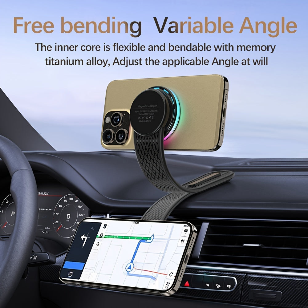 1pc 15W Premium Car-mounted Folding Wireless Charger Magnetic Suction