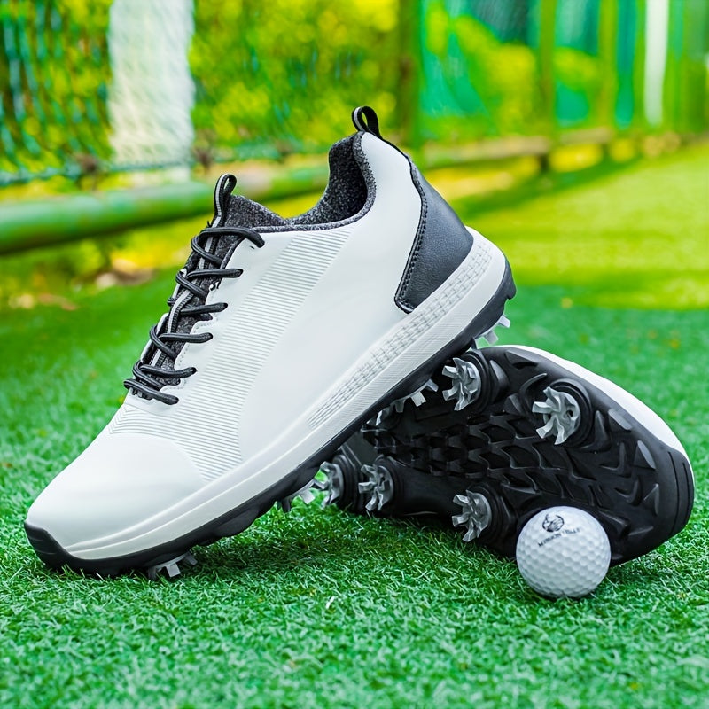 Men's Non-slip Spiked Golf Shoes, Professional Lace Up Sports Sneakers For Golf Training