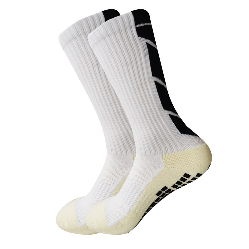 Non-Slip Rubber Grip Cushioned Soccer Socks - Anti-Slip Training Socks with Non-Slip Traction, All-Season Athletic Socks for Football, Basketball, Running, Hiking