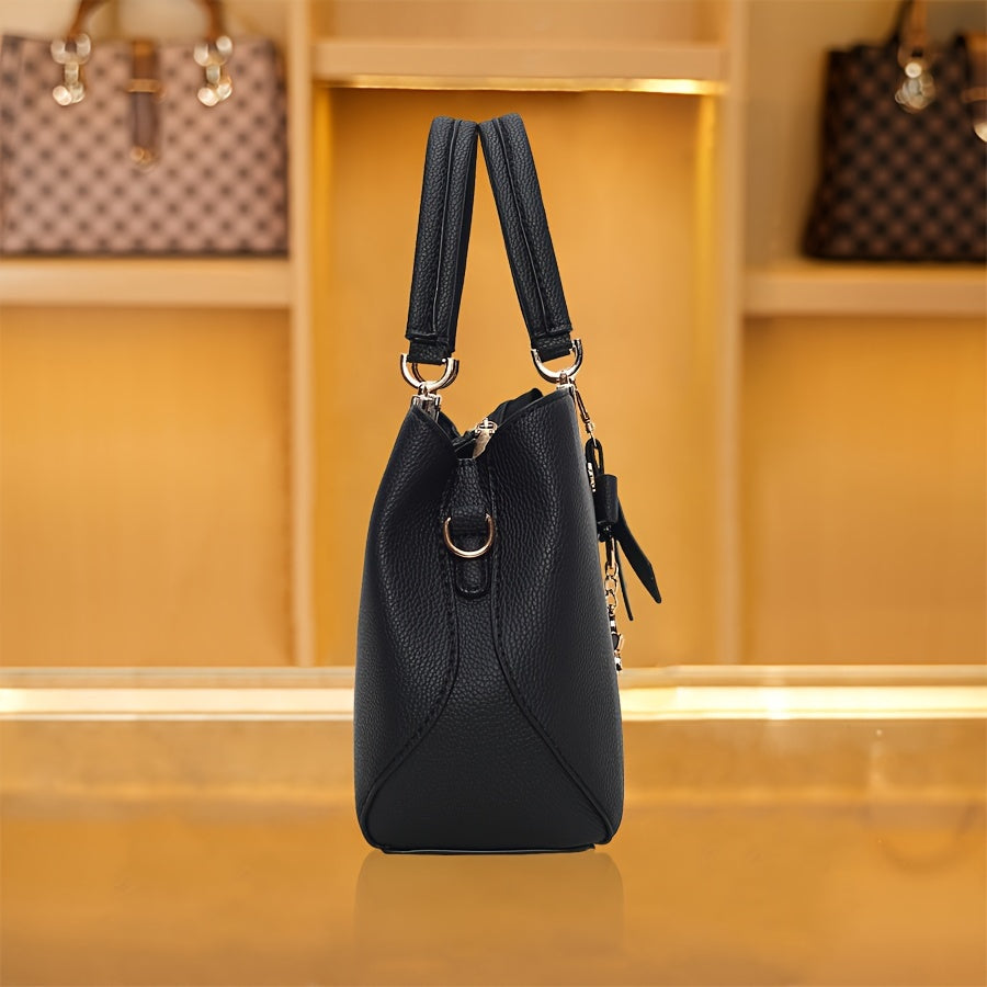 Chic Bow Decor Handbag for Women with Coin Purse, Adjustable Strap,