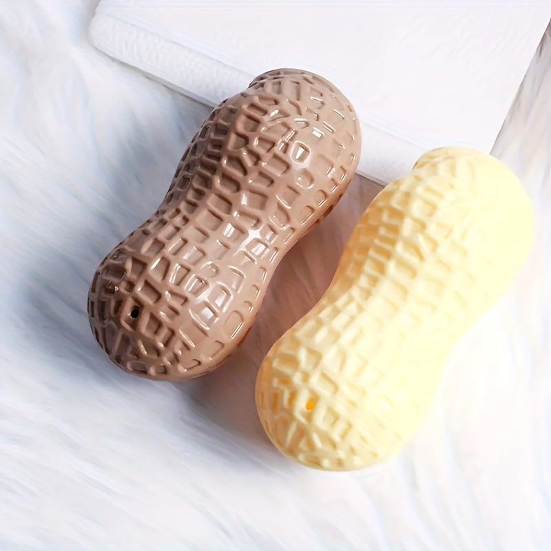 Durable Vinyl Chew Toys for Dogs - All Breed Sizes, Teeth Cleaning & Gum Soothing, Training & Play Peanut Patterned Dog Toy Set