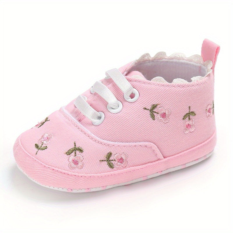 Baby Girls Lightweight Sports Shoes With Bowknot, Comfortable Non Slip Crib Shoes For Toddler Newborn Infant, Spring