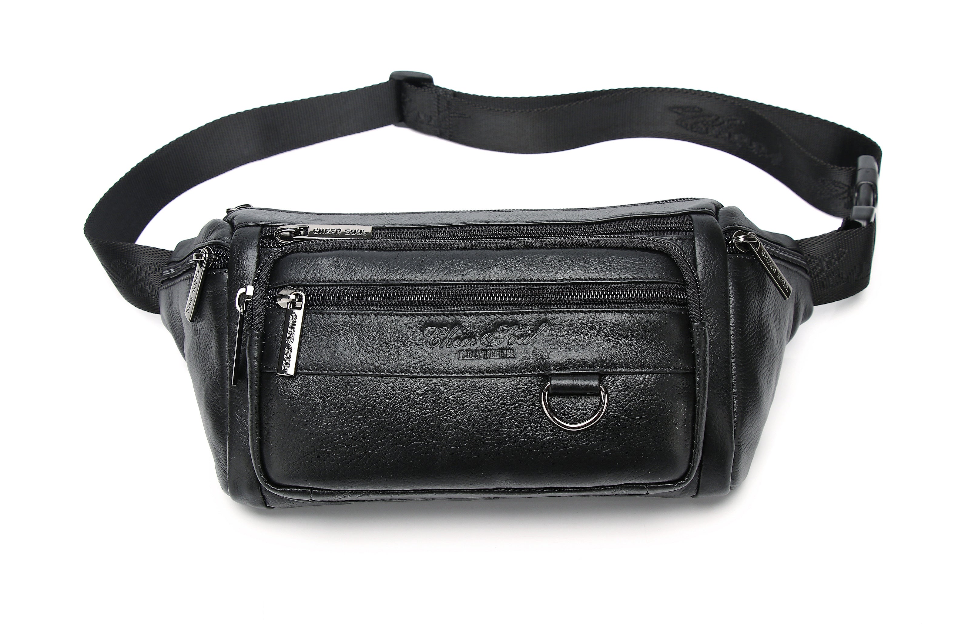 Genuine Leather Men's Waist Bag/Women's Multifunctional Hip Bag/Stylish Multi-Pocket Travel Sports Backpack for Hiking, Cycling, Fishing, And Running