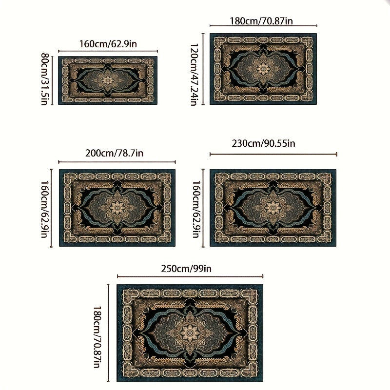 Large Bohemian Floral Velvet Mat with Non-Slip Backing & Shedding-Resistant - Machine-Washable Modern Mat for Living Room, Bedroom, Kitchen, Office - 100% Polyester Durable Floor Mat, Rugs for Living Room, Decorative Pattern,