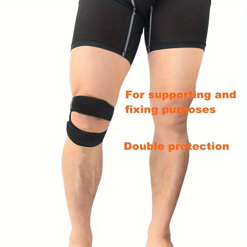 1pc FlexiSupport Elastic Knee Brace, Polyester & Nylon High Stretch Patella Stabilizer, Pull-On Knee Pad for Sports, Cycling, Mountaineering, Basketball, Soccer - Uncharged Knee Support Strap