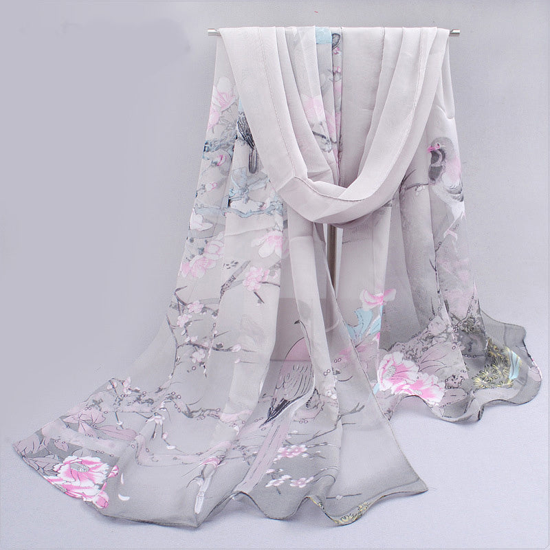 Elegant Thin Chiffon Scarf |, Animal Print, Breathable, Windproof, Decorative, Suitable for Weekend Casual, Machine Washable