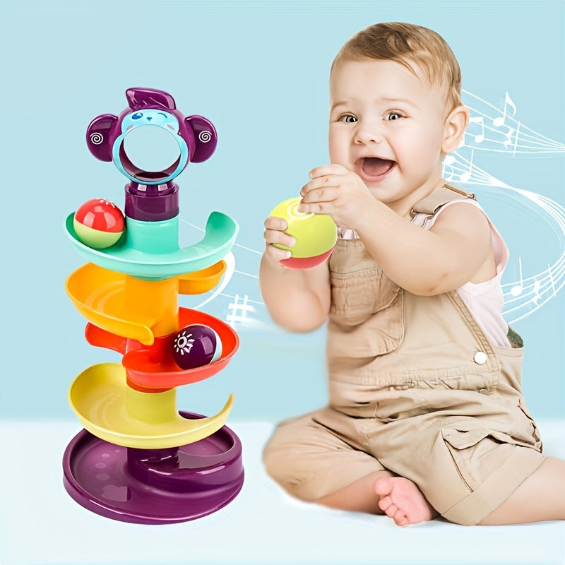 Educational Fun Track Slide Ball Tower, Rolling Ball Early Education Toys, Stacking Turn Ball, Funny Holiday And Birthday Gift