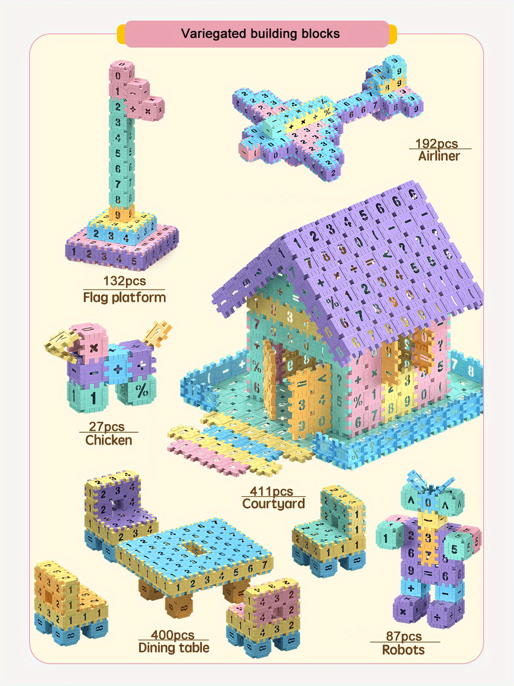 DIY Building Toys - Digital Block Building Set for Youngsters - Educational Intellectual Toys, Halloween/Thanksgiving Day/Christmas Gift