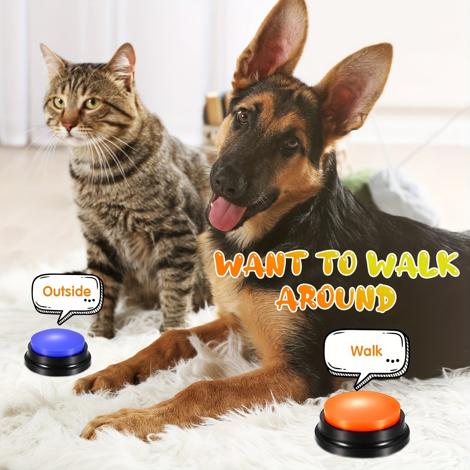 [Recordable Pet] Interactive Dog Talking Buttons | 6pcs | Battery-Powered | Recordable Pet Communication Toys | Portable & Cute