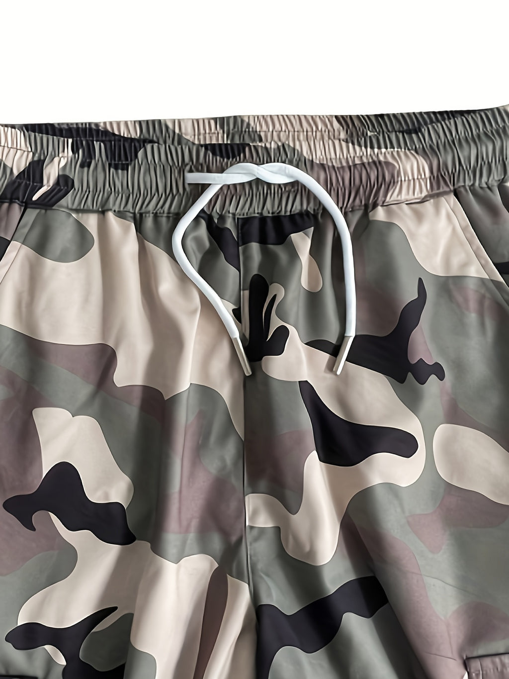 Men's Camo Cargo Pants - Durable Polyester, Multi-Pocket Design for Outdoor & Casual Wear, All Seasons