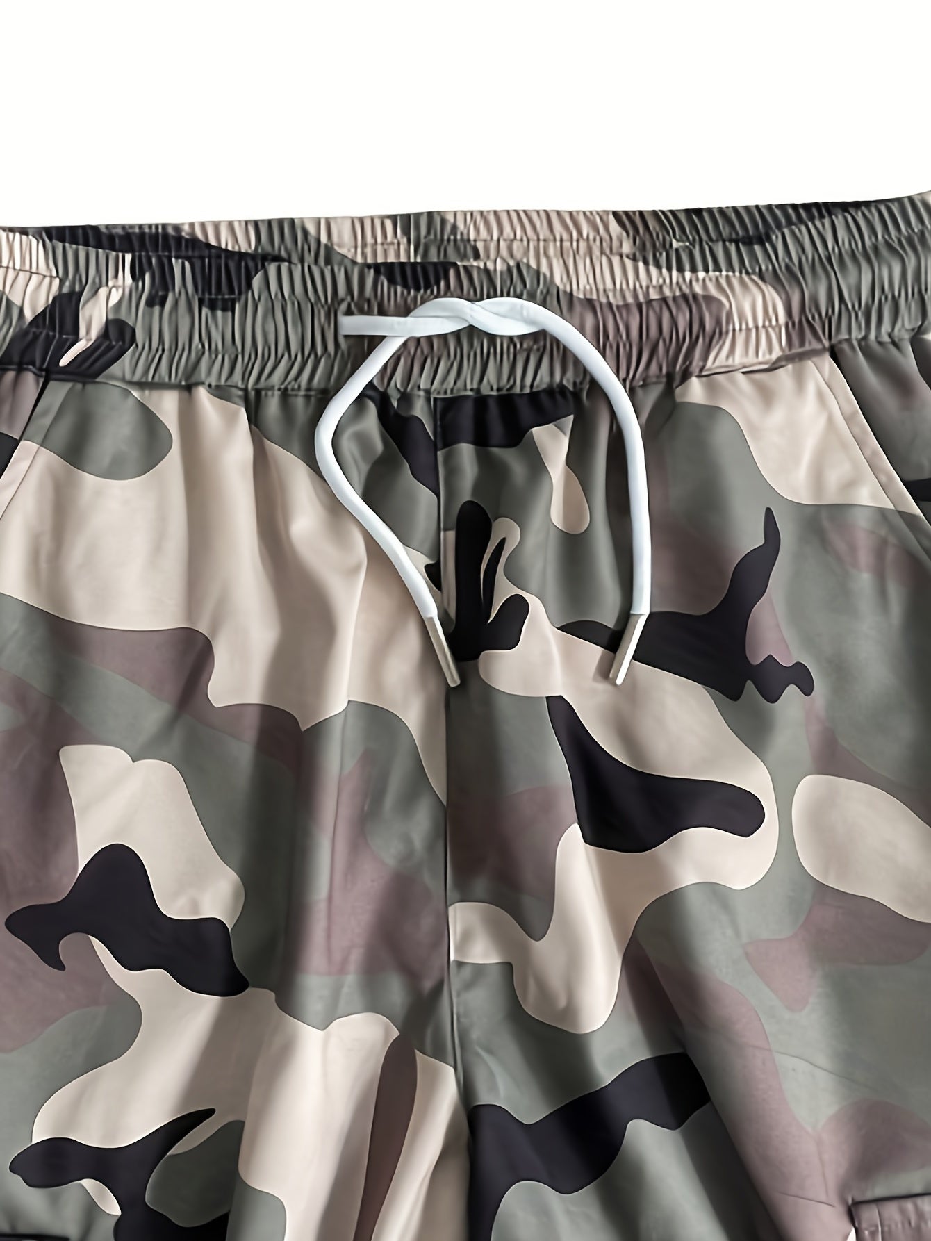 Men's Camo Cargo Pants - Durable Polyester, Multi-Pocket Design for Outdoor & Casual Wear, All Seasons