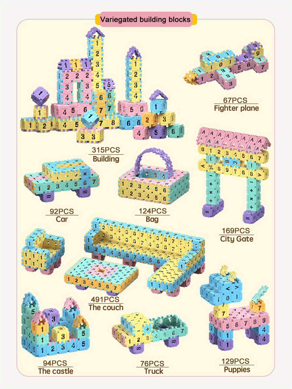 DIY Building Toys - Digital Block Building Set for Youngsters - Educational Intellectual Toys, Halloween/Thanksgiving Day/Christmas Gift