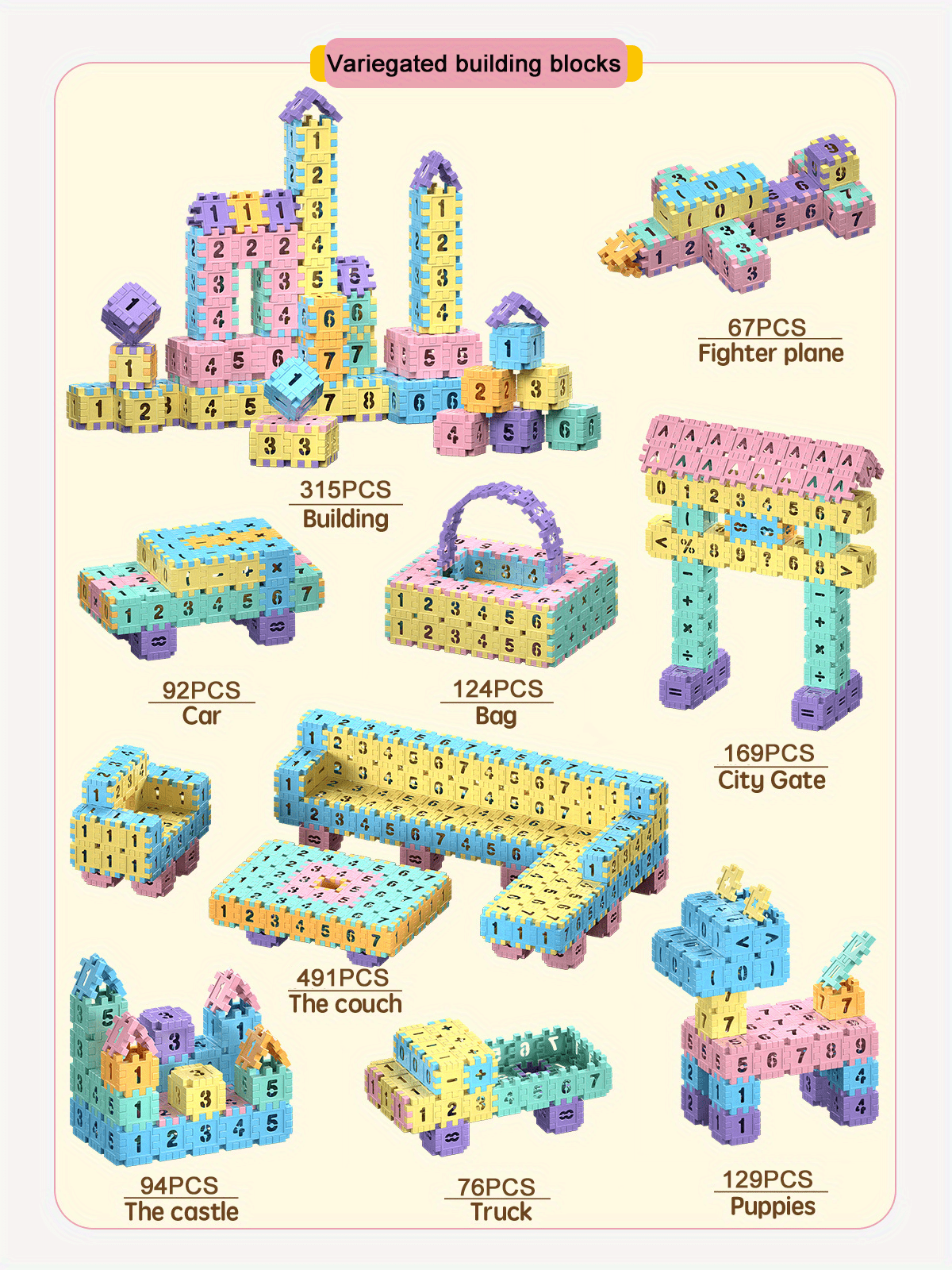 DIY Building Toys - Digital Block Building Set for Youngsters - Educational Intellectual Toys, Halloween/Thanksgiving Day/Christmas Gift