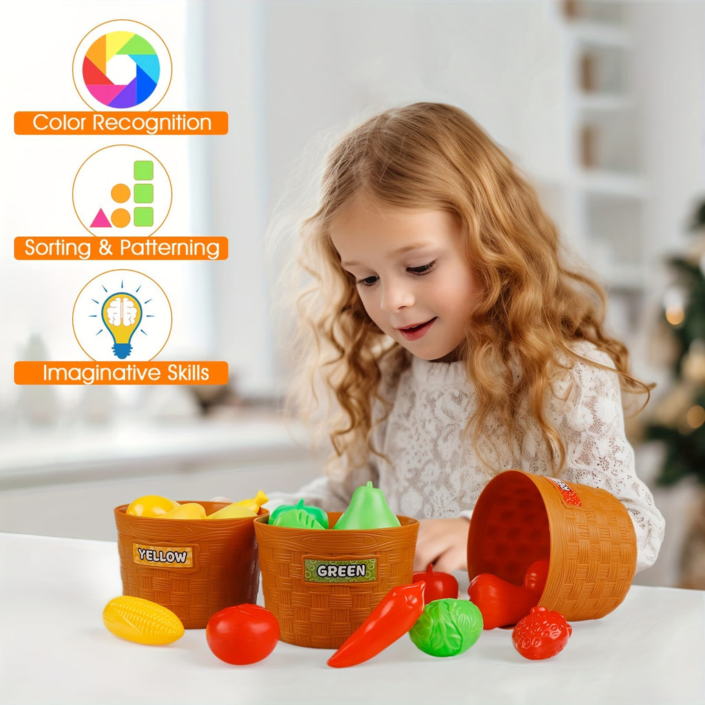 Montessori Toys For 1 2 3 Year Old Kids, 4 In 1 Farm Animals Barn Toys For Toddlers 1-3, Veenggie Sorting Set, Farm Tractor With Trailer, Stacking Toys Gift For Baby Boys Girls