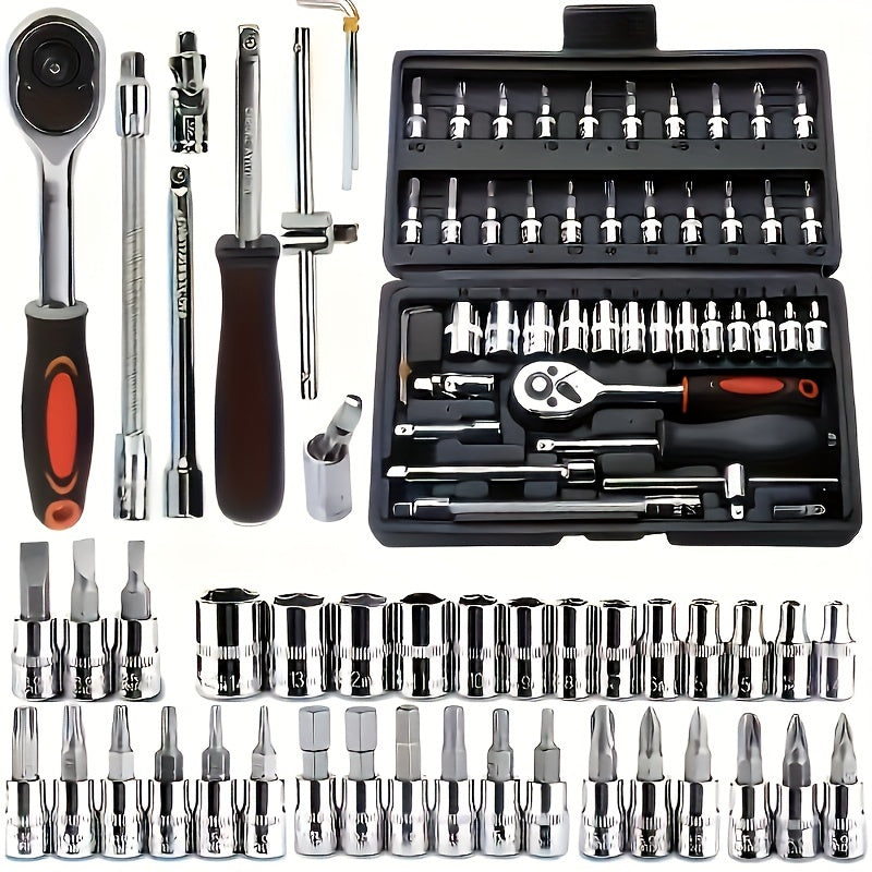 150-Piece & 46-Piece Mechanical Tool Set, Durable Metal Socket & Ratchet Wrenches,
