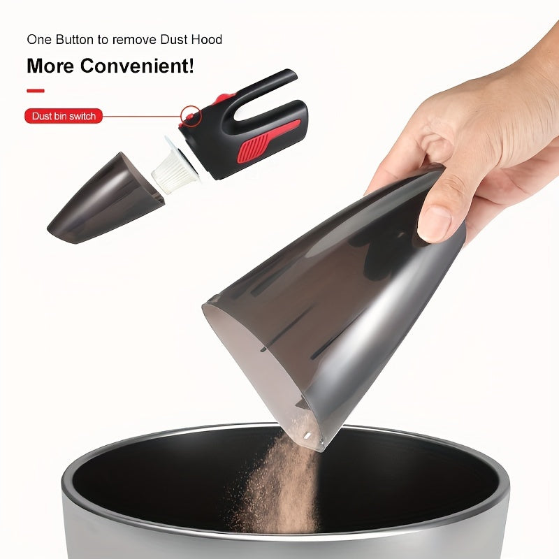 1pc CascadeVac Cordless Handheld Vacuum Cleaner, High Power Wireless Mini Home and Car Dust Remover with USB Charging, Rechargeable Lithium Battery, Plastic Material, Includes Crevice Tool, No Bag, for Carpet Floor Cleaning