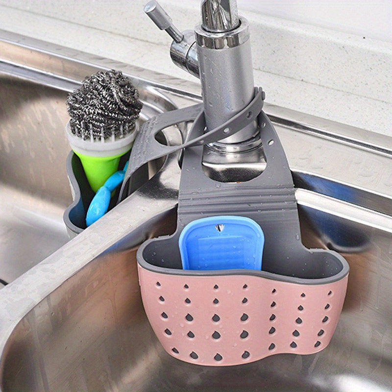1 Pc Multifunctional Sink Sponge Rack With Adjustable Shoulder Strap