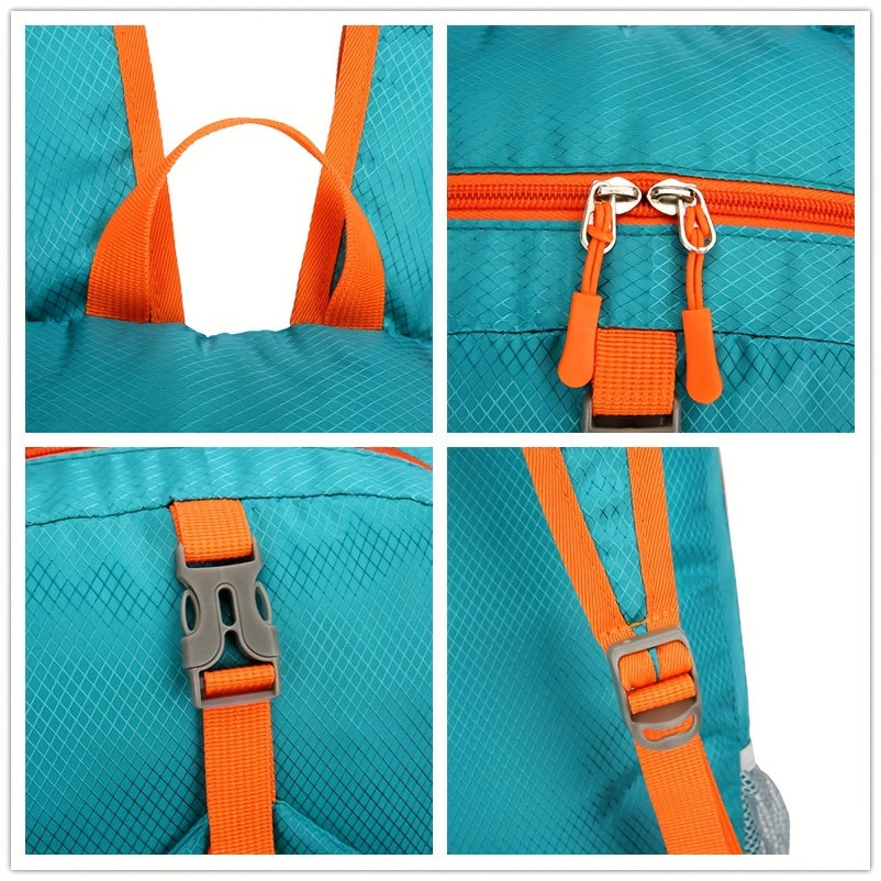 25L Foldable Outdoor Sports Backpack, Waterproof Mountaineering Hiking Travel Daypack, Color Contrast School Bag