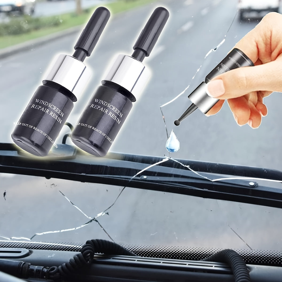 Windshield Crack Repair Kit, Windshield Repair Kit For Chips And Cracks, Car Window Glass Liquid Repair Set, Cracks Gone Glass Kit Automotive Windscreen Tool For Fixing Chips, Glass Repair Fluid