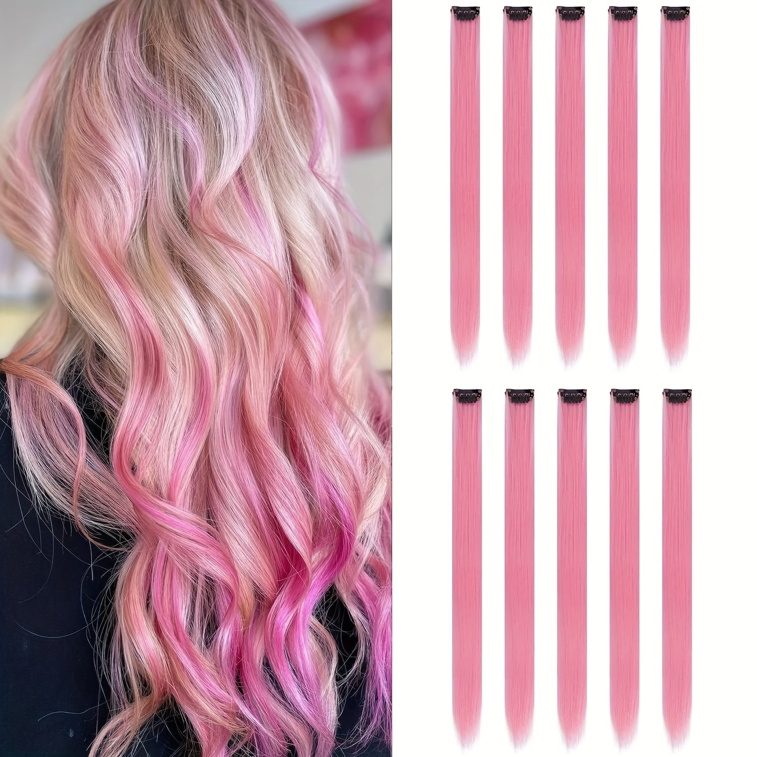 10 Pack HUAQIN Clip-In Hair Extensions for - 18 Inch