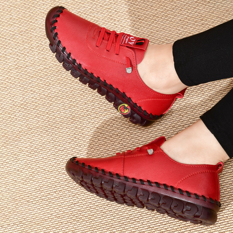 Women's / Round-Toe Flat Shoes with Spoils Accent - Casual Comfortable All-Season Sneakers, PVC Sole & Soft, Breathable for Square Dance, Casual Attire -  Upper (North America/Europe Style)