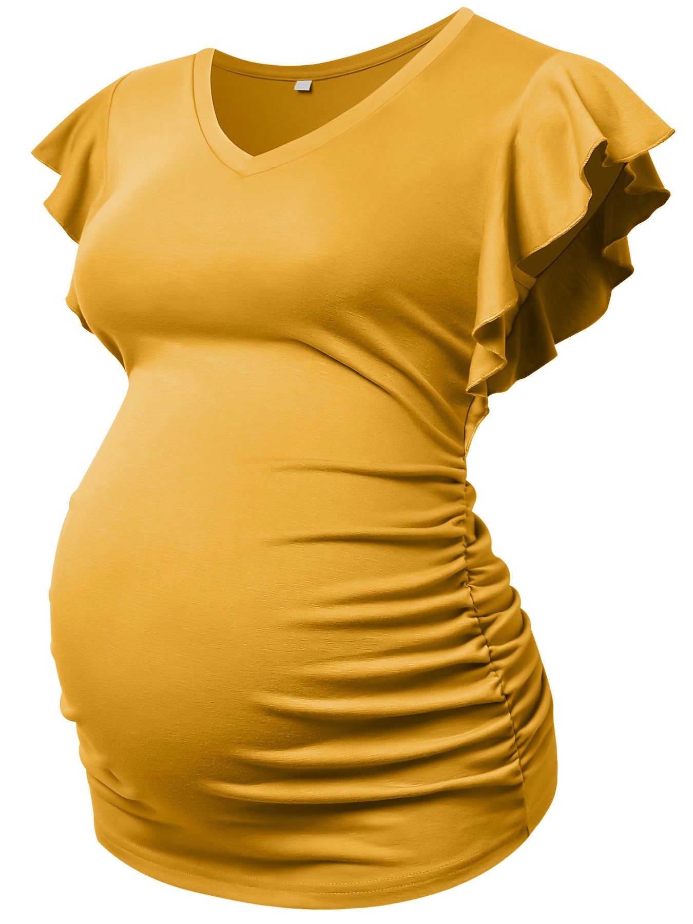 Women's Maternity Casual Ruffled Slim Fit V-neck T-shirt For Summer Holiday