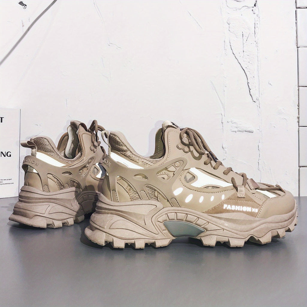 [1 Pair Men'S Cloud Pattern Sneakers] Round Toe Lace-Up  Athletic Sneakers, Sports , Breathable Fabric