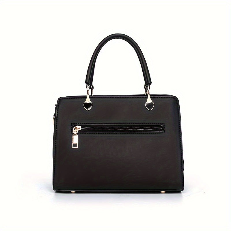 Elegant Lightweight Faux Leather Handbag - Women's Solid Color Shoulder Bag