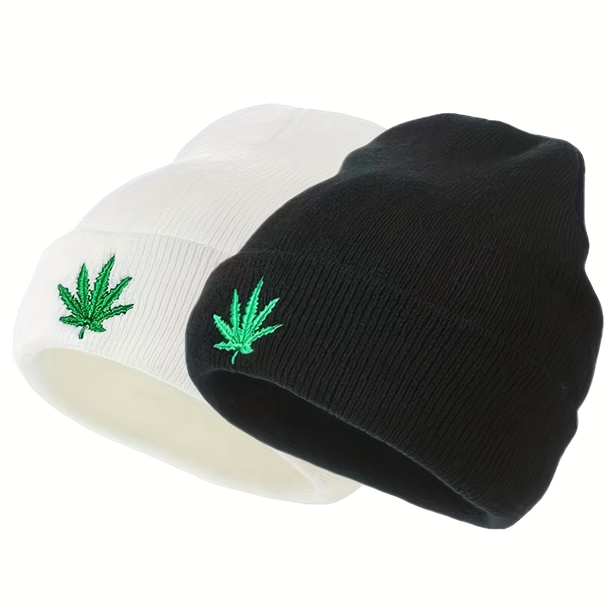 Fashion Leaf Embroidery Knitted Hat Universal Hip Hop Sports Cap For Men Women Teens