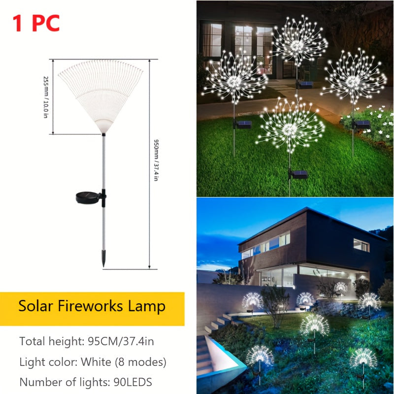 American Independence Day Celebration, Solar LED Fireworks Fairy Lights With 8 Working Modes, For Outdoor Garden Decoration, Yard Parties, Christmas, Weddings, Lawn Pathways