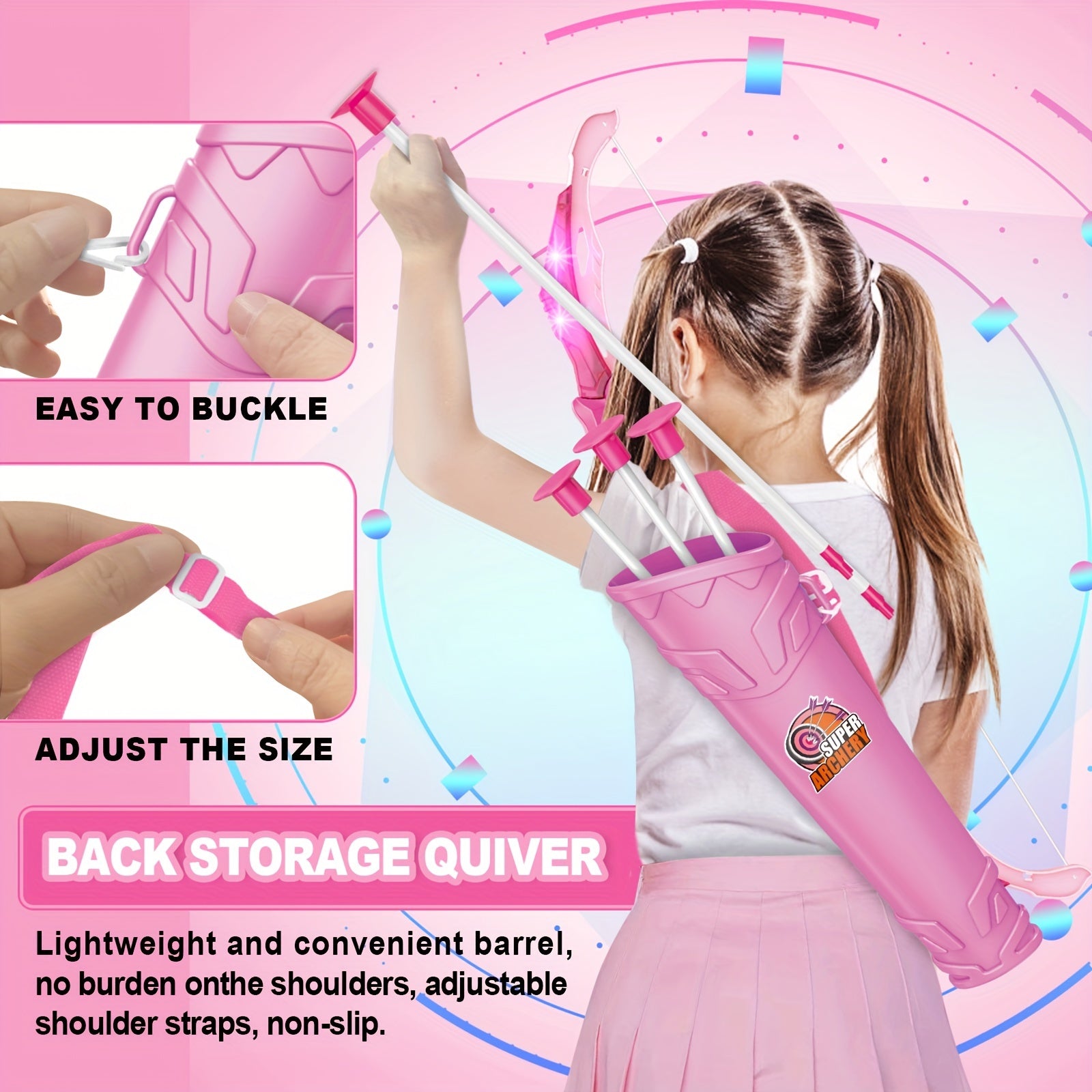 Bow And Arrow Toys With LED Flash Lights For Girls 5 6 7 8 9 10 Year Old, Archery Set Indoor Outdoor Activity With 10 Suction Cup Arrows, Quiver & Target, Birthday For Girls
