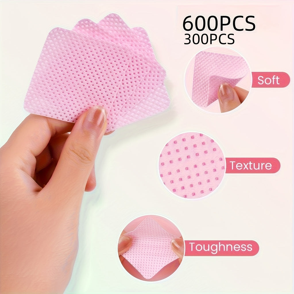 300pcs/600pcs Lint Free Nail Wipes Nail Polish Remover Pads Absorbent Soft Nail Cleaning Wipes Sheet Removal Manicure Tool