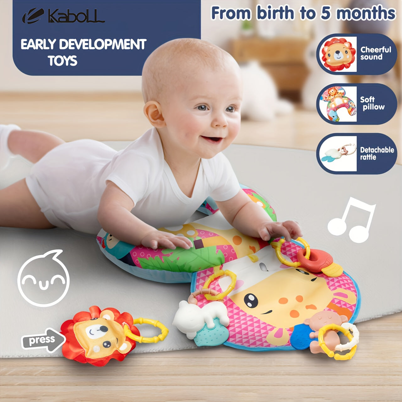 KaboLL Baby Tummy Time Pillow Activity Mat, 0-3 Years Old Developmental