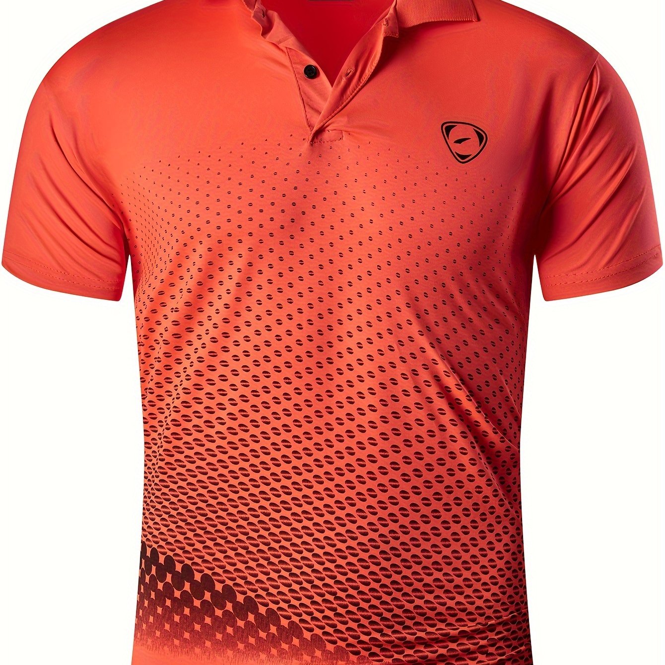 Jeansian Men's Lightweight Breathable Sport Shirt - Vibrant Orange All-Over Dot Print