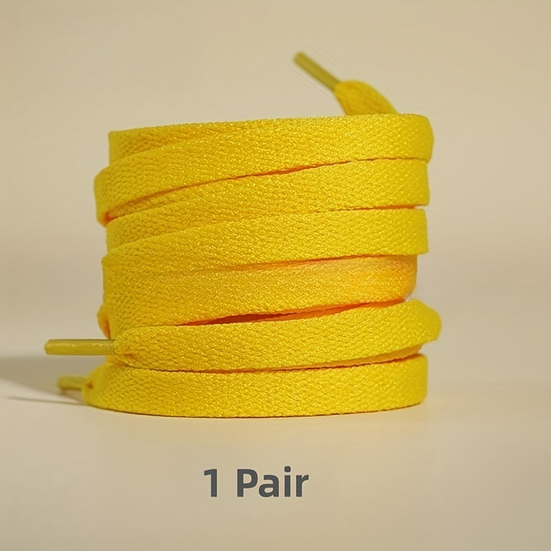 1pair Color Shoelaces Flat Sneakers Canvas Sports Shoelaces, Available In Multi Colors, Matching Use For Men Women