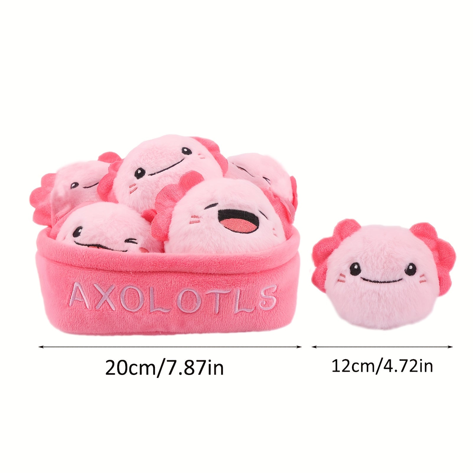 Molutian Plush Animal Basket - Soft Stuffed Toys Including Capybara, Dinosaur, Axolotl, Rabbit, Cat, Duck & Strawberry - Perfect for Youngsters' Birthdays, Halloween & Christmas Gifts
