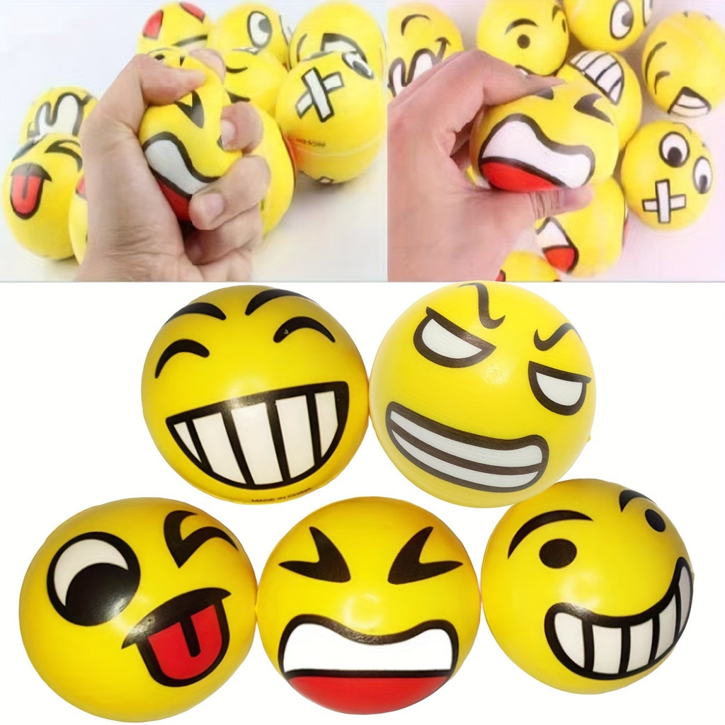12-Pack Funny Face Stress Relief Squeeze Balls, Sponge Novelty Squishy Toys for Kids, Assorted Facial Expressions Gag Toys, Party Favors, Holiday Blind Box, Birthday Gifts for Ages 3-8, TPU Material