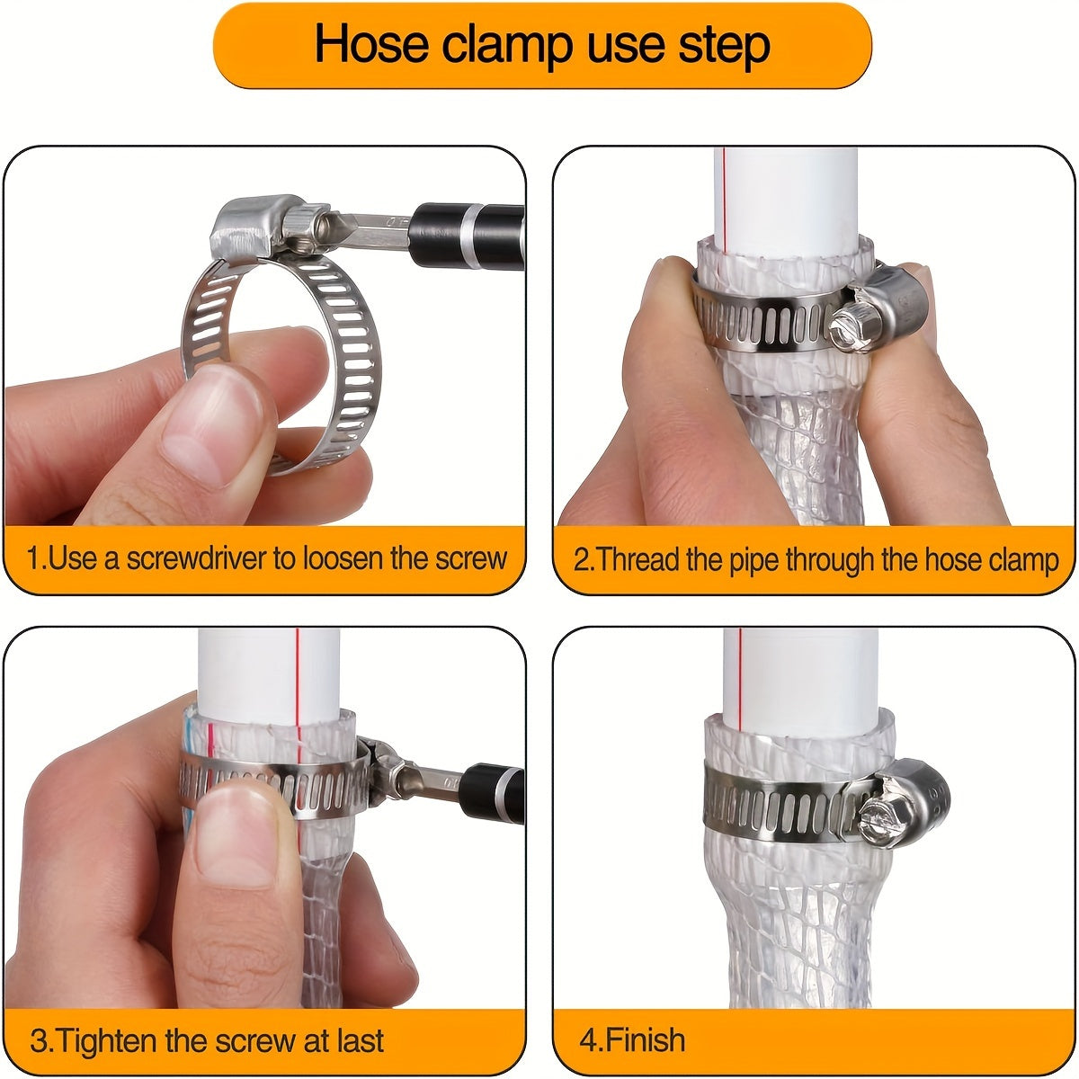 25pcs Heavy-Duty 304 Stainless Steel Hose Clamp Assortment Kit