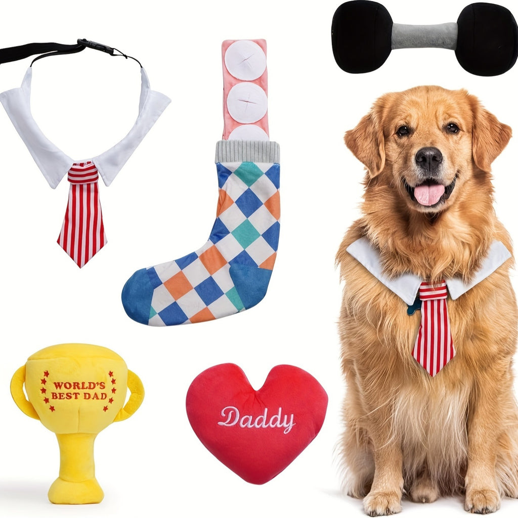 Nocciola Interactive Squeaky Dog Toys for Father' s Day, 5 Pack Snuffle Treat Puzzle Toys, Mentally Stimulating for Small Dog Toys, Cute Plush Dog Toys for Medium, Large Dogs, Keep Dogs Busy