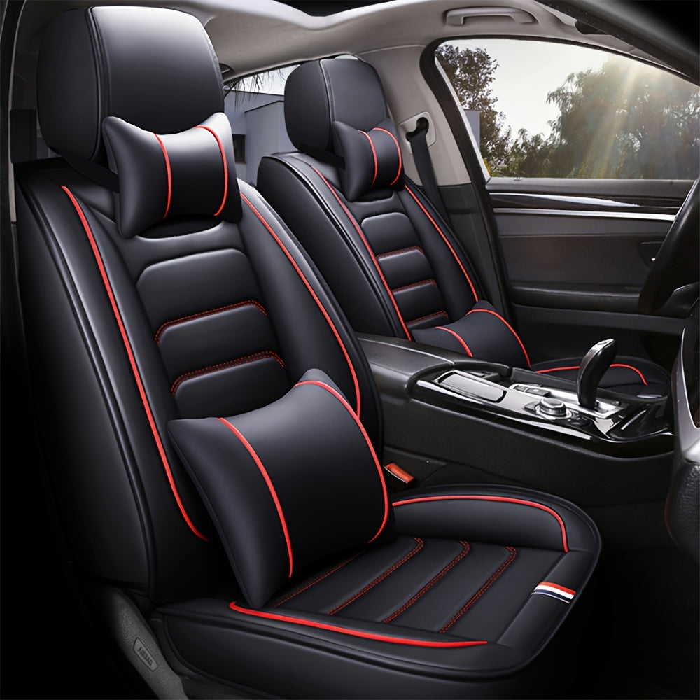 5-Seat Full Set Faux Leather Car Seat Covers - Waterproof All-Weather Protection,