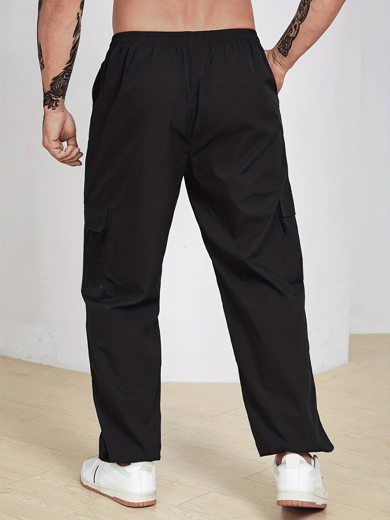 Plus Size Men's Thin Casual Style Graphic Print Cargo Pants, Trend Dragon Print Pants, Fashion Loose Slightly Stretch Comfortable For Sports, Suit For Big & Tall Guys