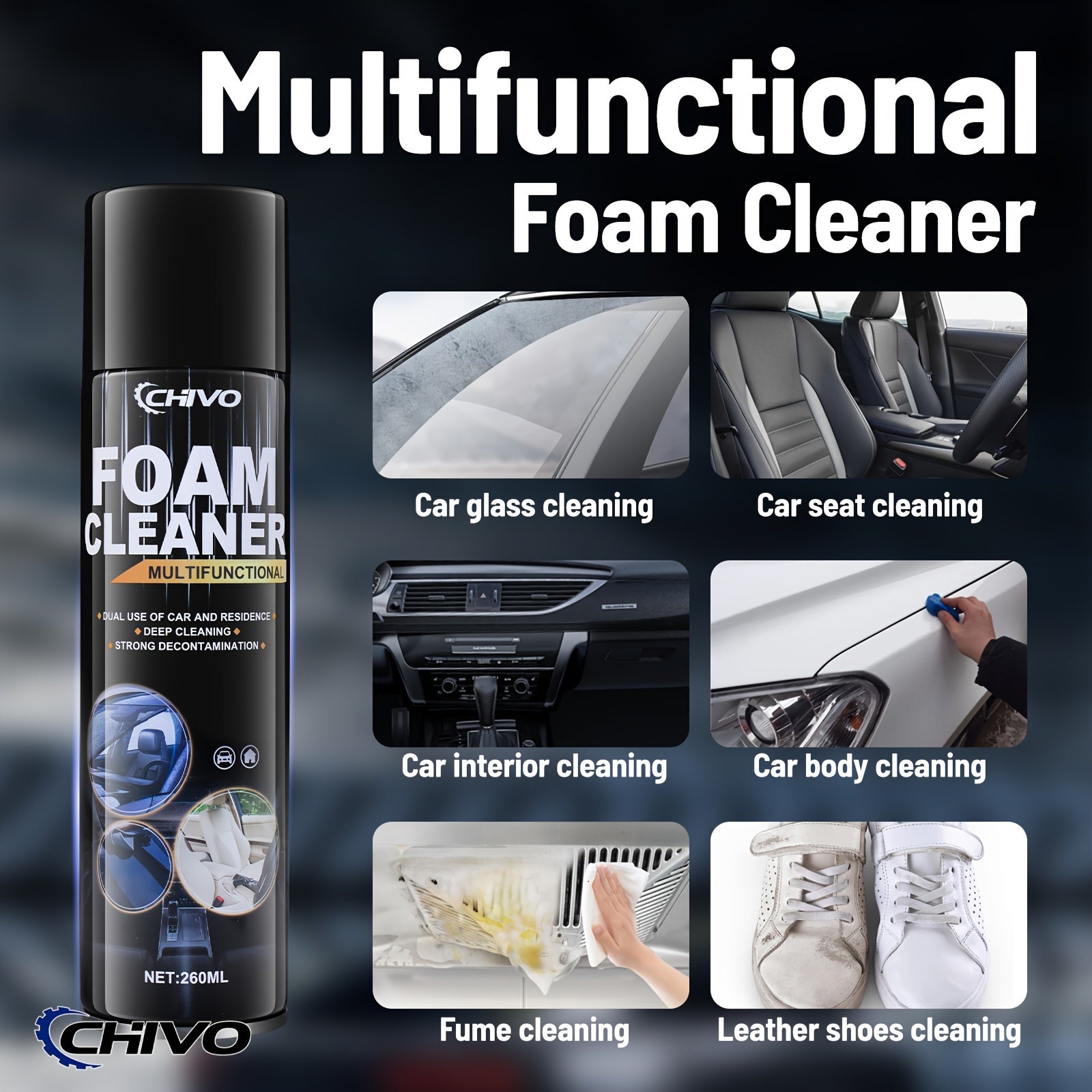 Chivo Multi-Functional Foam Cleaner Automotive Oil Film Cleaner Wheel Cleaner Headlight Cleaner Automotive Interior Cleaner Range Hood Cleaner