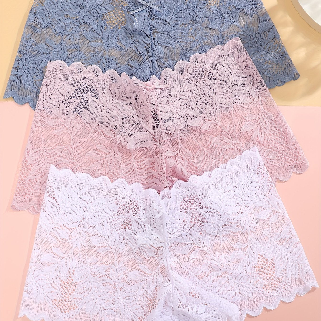 [Sexy Low Waist] Women's Sexy Low Waist Panties | 3pcs Set | Contrast Lace