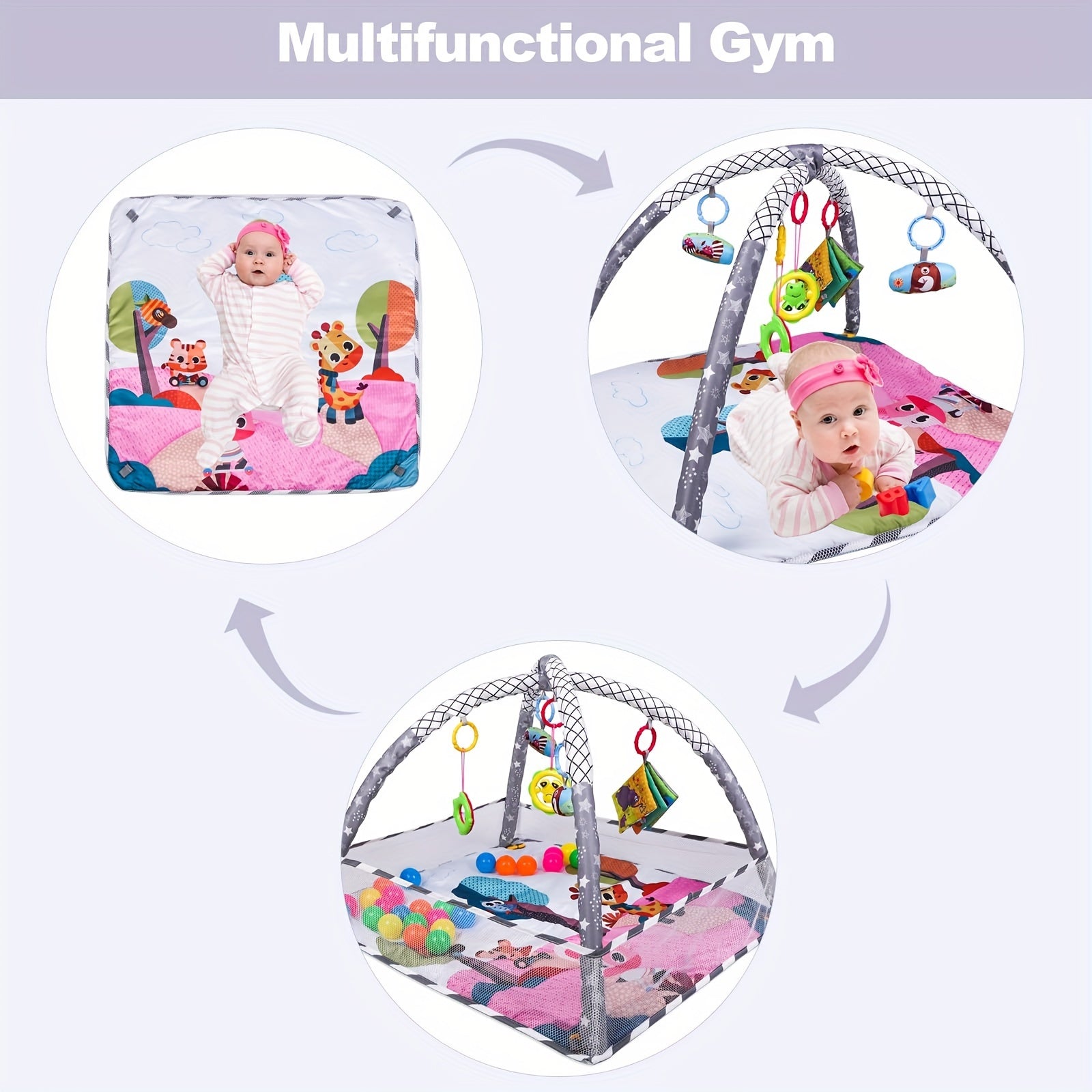 18 pcs baby activity fitness mat set, foldable and washable, play mat, crawling mat, sensory exercise toys, cultivate young children's motor and cognitive abilities, baby fitness frame