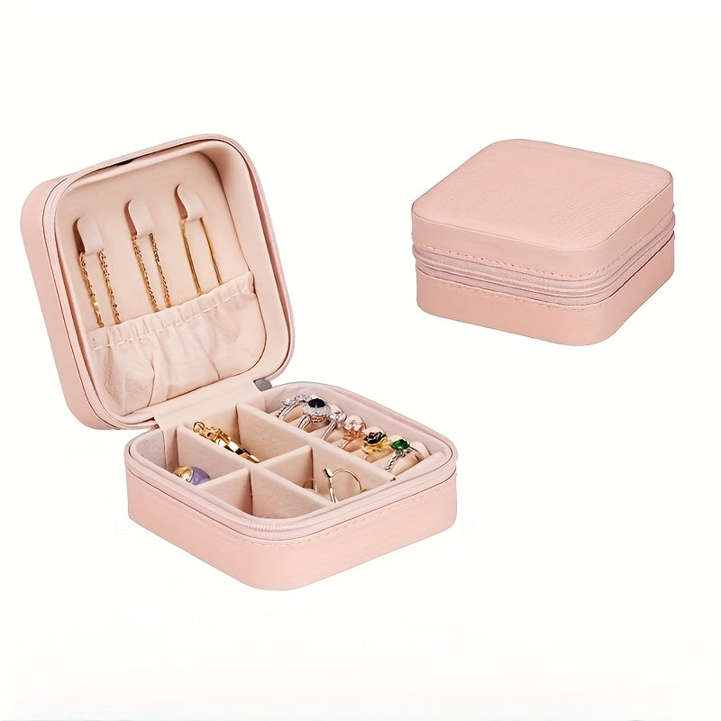 ZFOCEAN Portable Jewelry Organizer Box with Zipper Closure - Compact Travel Case